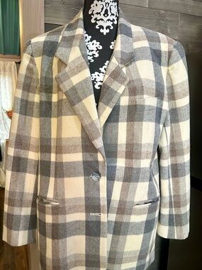 Vintage Compagnie Internationale Express Plaid Wool-Blend Women's Coat